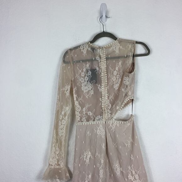 Revolve NBD Karina Cream Lace Cut Out One Sleeve Cocktail Dress Small NWT Bridal - Picture 13 of 15